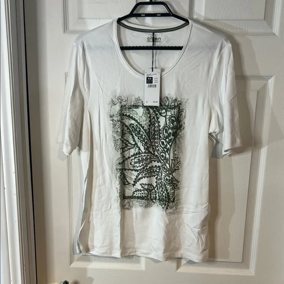 White and Green Women's Top NWT size large - Picture 1 of 10